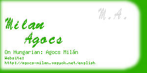 milan agocs business card