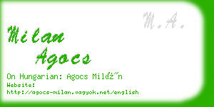 milan agocs business card